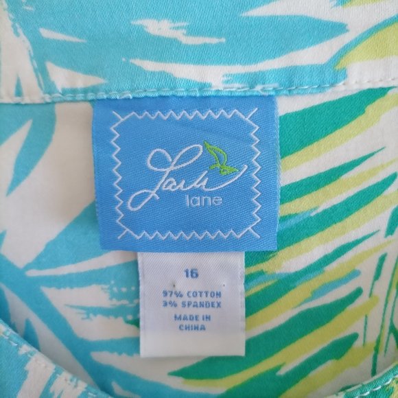 Lara Lane Womens Tropical Pattern 3/4 Sleeve Snap Button Shacket Jacket Size 16 - Picture 5 of 6